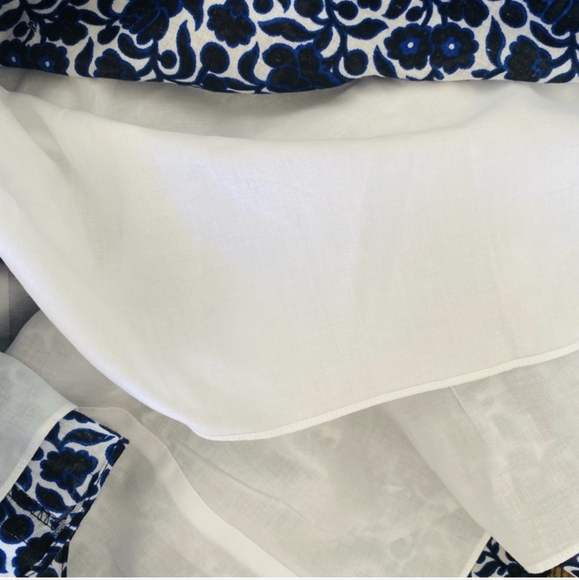 LIZ CLAIBORNE FLORAL MIDI DRESS BLUE V-NECK CROSSOVER COTTON SIZE 10 - Picture 6 of 11